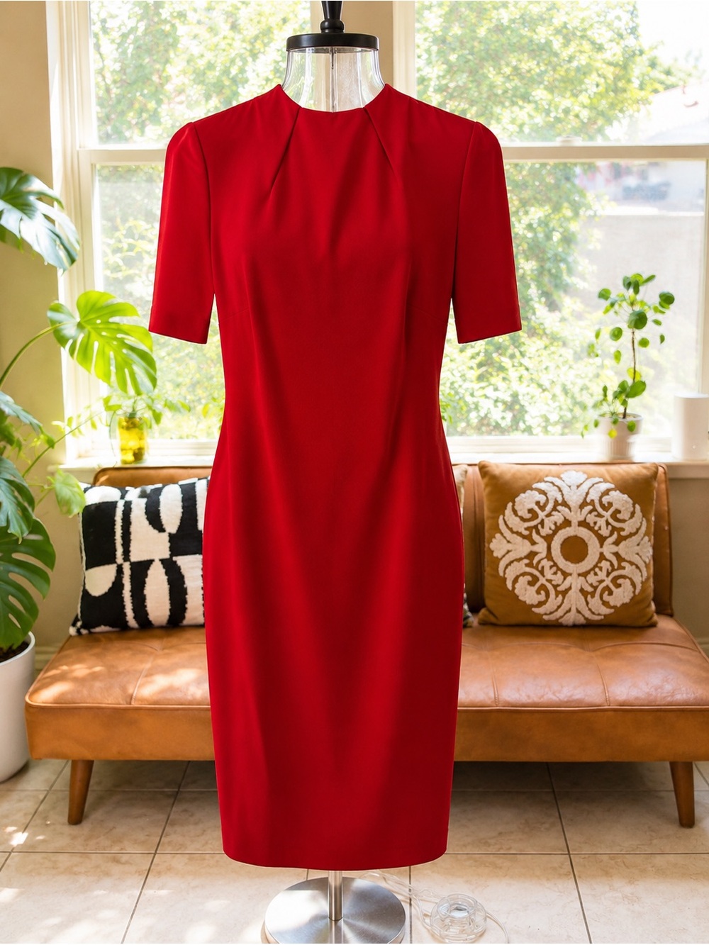 Alexia Admor Bold Red Short-Sleeve Midi Dress
